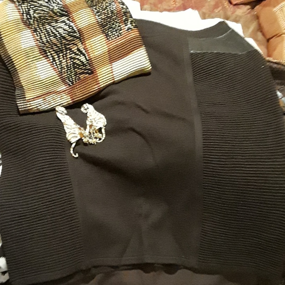 Cachet leather knit skirt Brown size Ex L